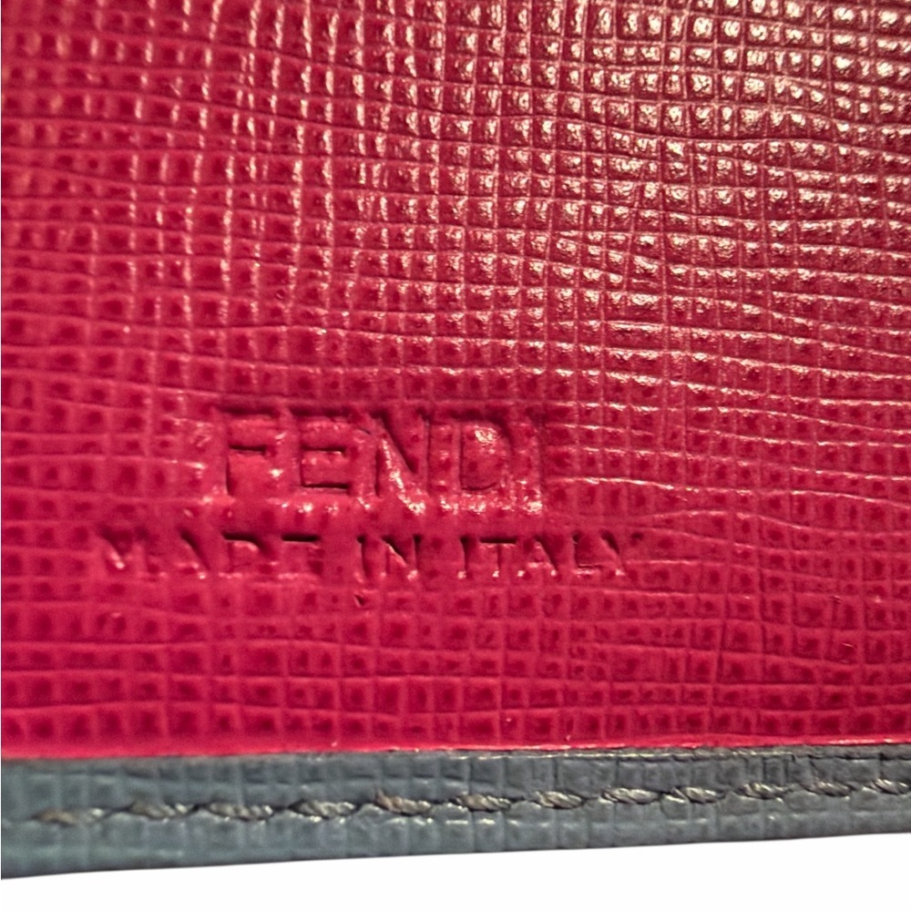 AUTHENTIC Fendi Micro Trifold Wallet - Blue & Pink Leather - Picture 3 of 6